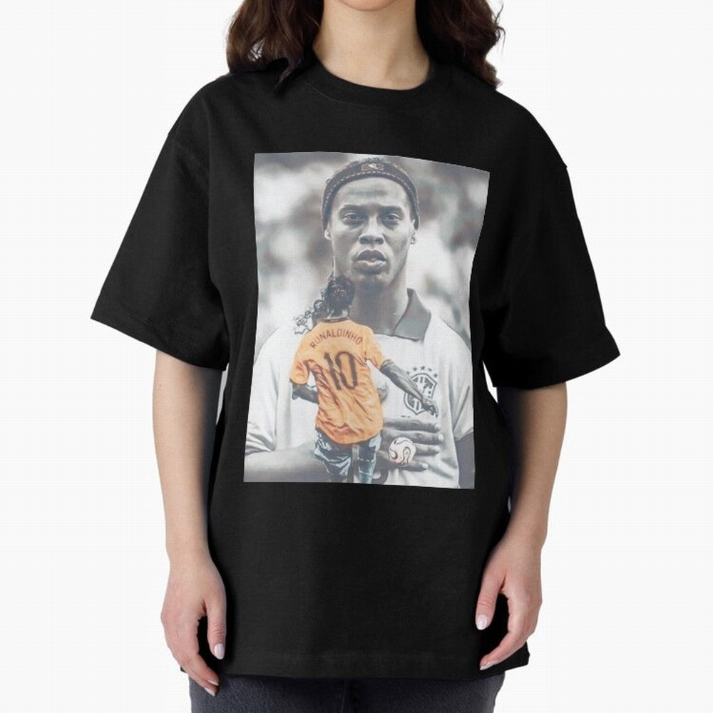 Wallpaper Ronaldinho Illustration Oversized T-Shirt Fuel Your Fan Pride for Global Football Passion for FIFA World Cup 2026 USA Canada Mexico, Celebrating Mbappe, Argentina, Sports Nostalgia, International Competition, Famous Players and
