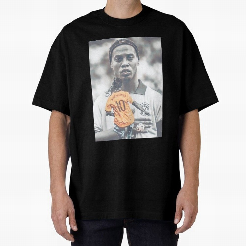 Wallpaper Ronaldinho Illustration Oversized T-Shirt Fuel Your Fan Pride for Global Football Passion for FIFA World Cup 2026 USA Canada Mexico, Celebrating Mbappe, Argentina, Sports Nostalgia, International Competition, Famous Players and