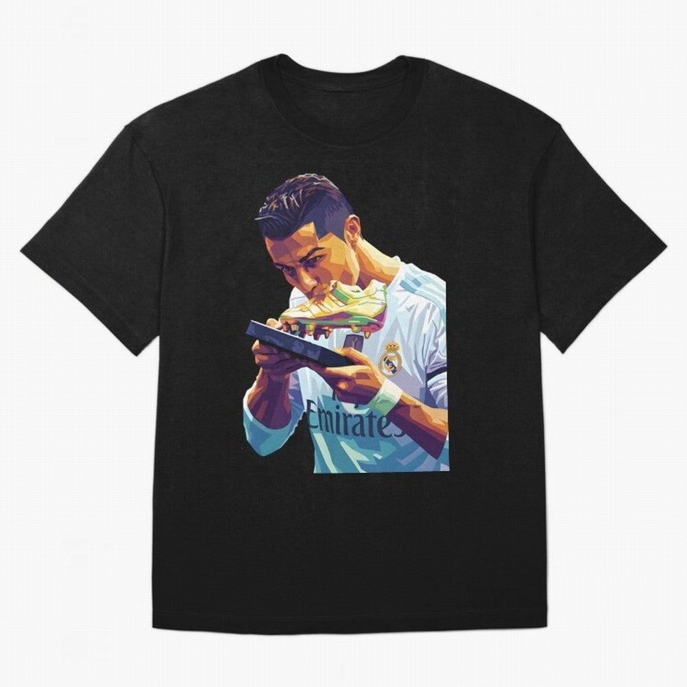 Ronaldo pop art Oversized T-Shirt Remember Iconic Moments from the FIFA World Cup 2026 USA Canada Mexico Journey through Mbappe Highlights, Netherlands Pride, Championship Spirit, Famous Goals, Roaring Crowds and International Football Unity;