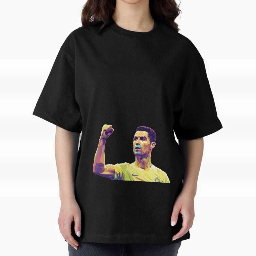 Ronaldo pop art Oversized T-Shirt Celebrate the Next Chapter of FIFA World Cup 2026 for Fans of Haaland and Mbappe and France and Portugal, Bringing Vintage Soccer Flavor, Modern Football Stars, National Flags and Final Night Emotion; Great for