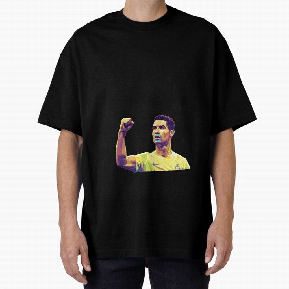 Ronaldo pop art Oversized T-Shirt Celebrate the Next Chapter of FIFA World Cup 2026 for Fans of Haaland and Mbappe and France and Portugal, Bringing Vintage Soccer Flavor, Modern Football Stars, National Flags and Final Night Emotion; Great for
