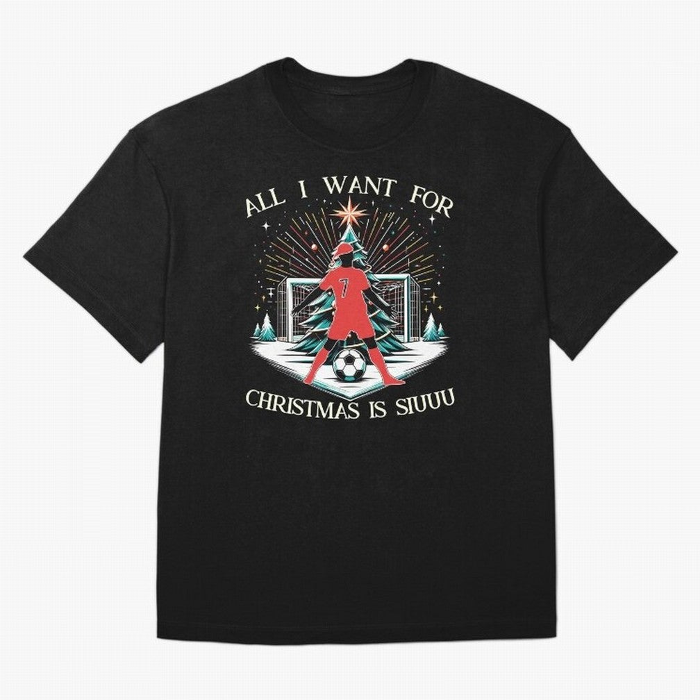 All I Want For Christmas Is Siuuu CR7 fans Christian Ronaldo Xmas Oversized T-Shirt Share the Excitement of FIFA World Cup 2026 Group Stage Built around Haaland and Mbappe, Argentina and Brazil Energy, Soccer Culture, Superstar Moments, National
