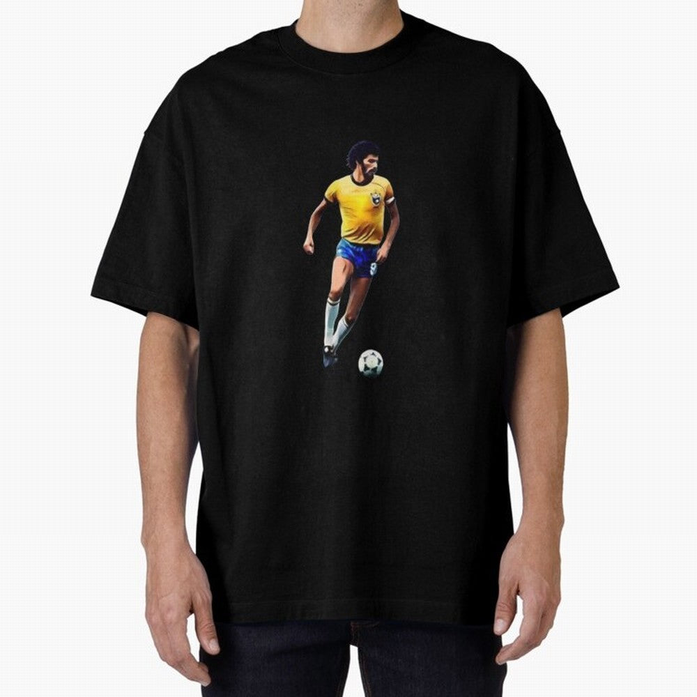 Legends of The Beautiful Game Cartoon Collection Legends Socrates Cartoon Artwork9 Oversized T-Shirt Join the Countdown to the FIFA World Cup 2026 USA Canada Mexico Journey through CR7 and Messi Highlights, Brazil, Portugal and Argentina Pride,