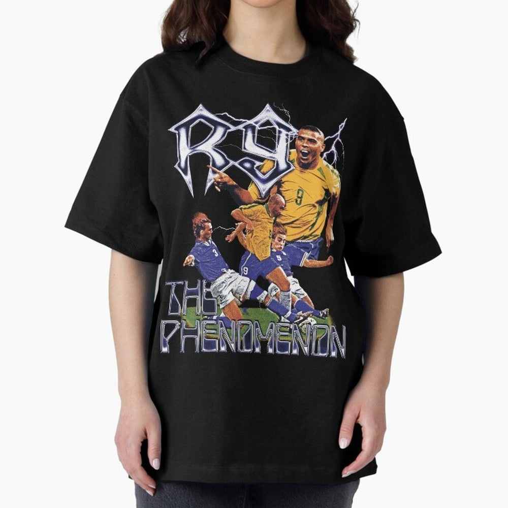 R9, The Phenomenon Oversized T-Shirt Celebrate the Stars of FIFA World Cup 2026 for Fans of CR7 and Portugal, Spain and Germany, Bringing Sports Nostalgia, International Competition, Famous Players and Unforgettable Victories; Ideal for Fans Who