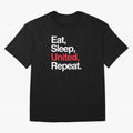 Eat, Sleep, United, Repeat - Funny Manchester United Quote Oversized T-Shirt Stand Proud for FIFA World Cup 2026 Inspired by Cristiano Ronaldo, Argentina, France and Brazil Energy, Goal Celebration Energy, Supporter Heritage, Football Icons and