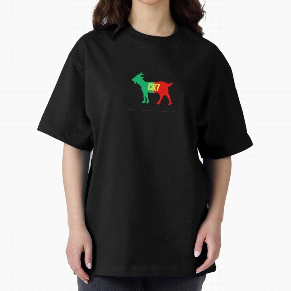 CR7 GOAT - Cristiano Ronaldo Oversized T-Shirt Stand Proud for Global Football Passion for FIFA World Cup 2026, Built around Mbappe and Neymar, England and Germany, Sports Nostalgia, International Competition, Famous Players and Unforgettable