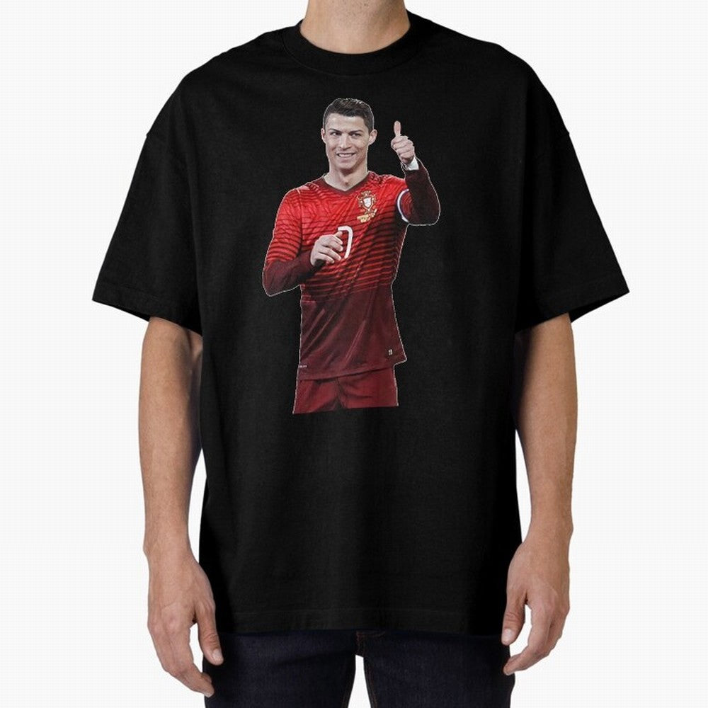 Ronaldo Thumbs Up Oversized T-Shirt Treasure FIFA World Cup 2026 for Fans of Mbappe and Neymar and Spain, Bringing Football History, Final Match Energy, Crowd Noise and Once in a Lifetime Moments; Great for Watch Parties, Sports Bars, Family