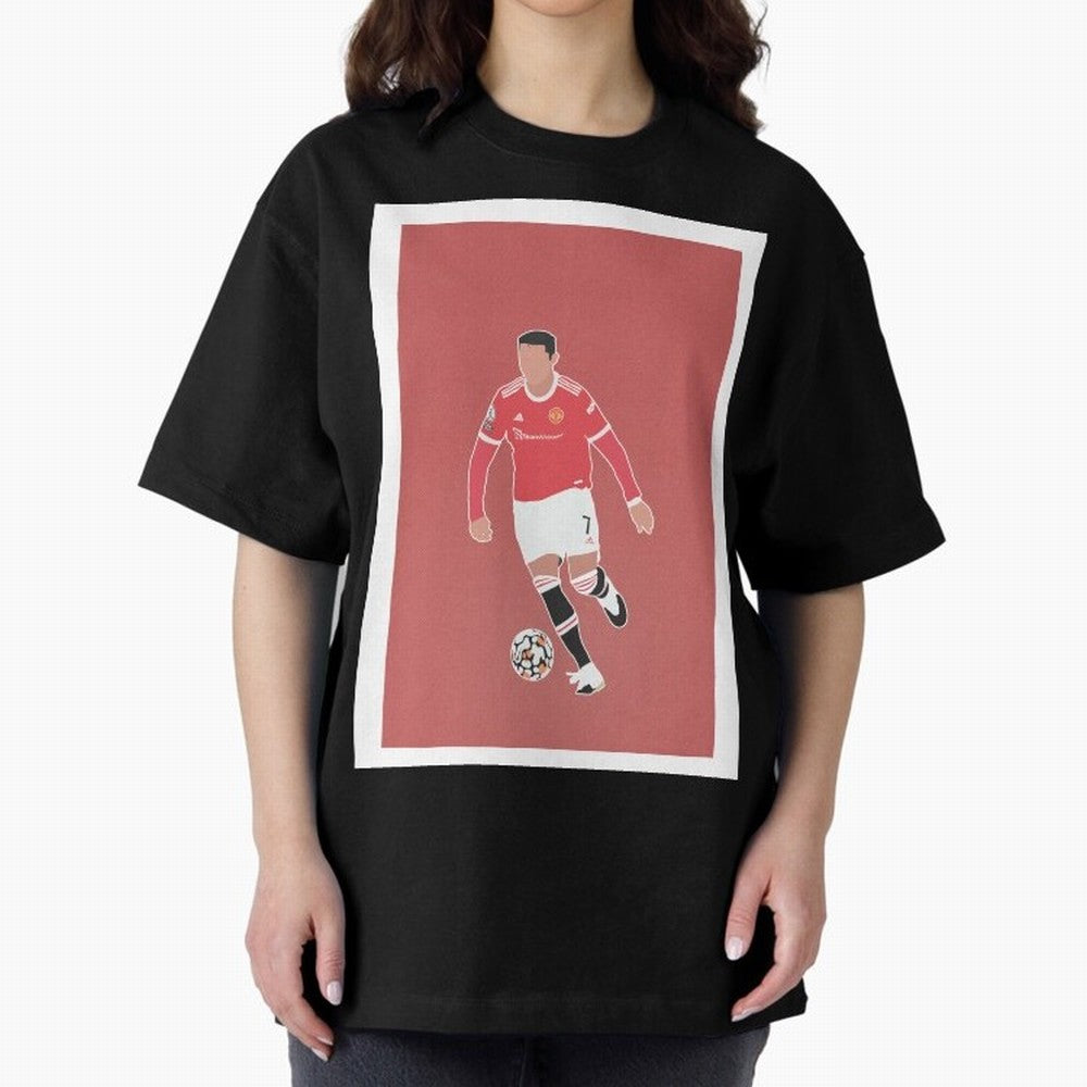 Cristiano Ronaldo 2 Oversized T-Shirt Follow Global Football Passion for FIFA World Cup 2026, Celebrating Haaland and Mbappe, Netherlands, Retro Football Energy, Iconic Rivalries, Trophy Chase Drama and Stadium Atmosphere; Great for Watch Parties,