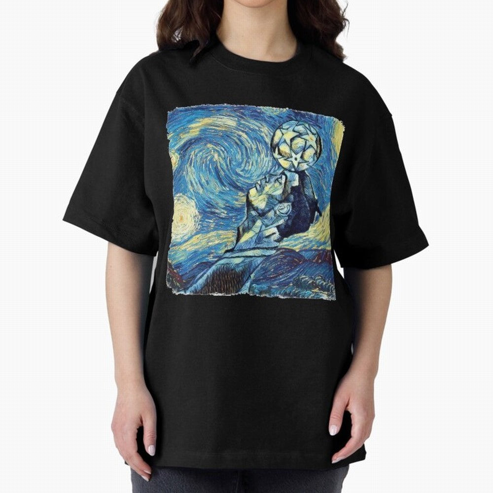 Ronaldo Ronaldo Van Gogh Style Oversized T-Shirt Live the Energy of FIFA World Cup 2026 Group Stage Spirit, Capturing Argentina, France and Brazil, CR7, Global Supporter Spirit, Legendary Goals, National Colors and Tournament Celebration; Great for