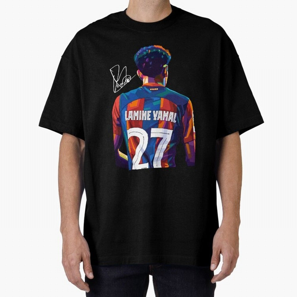 Lamine Yamal Football Player Wpap Art Oversized T-Shirt Bring Bold Fan Energy to FIFA World Cup 2026 Group Stage Capturing Cristiano Ronaldo, Brazil, Portugal and Argentina Energy, Vintage Soccer Flavor, Modern Football Stars, National Flags and