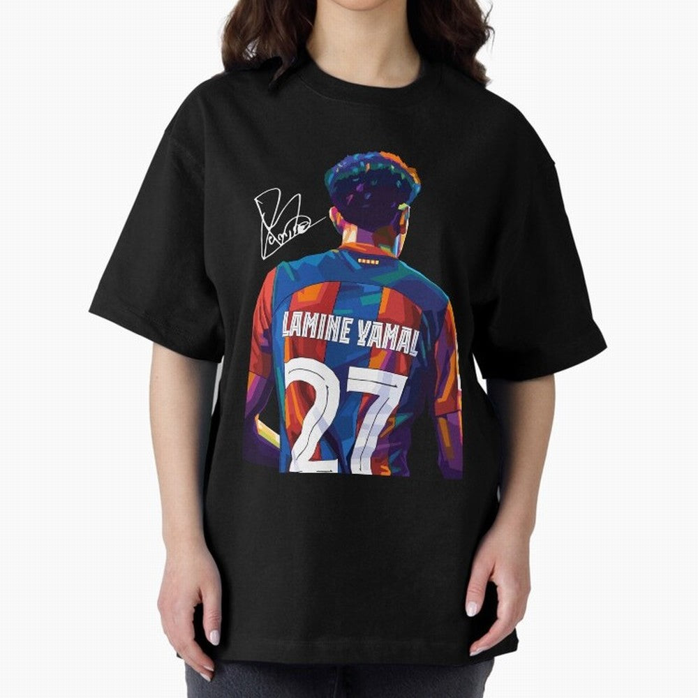 Lamine Yamal Football Player Wpap Art Oversized T-Shirt Bring Bold Fan Energy to FIFA World Cup 2026 Group Stage Capturing Cristiano Ronaldo, Brazil, Portugal and Argentina Energy, Vintage Soccer Flavor, Modern Football Stars, National Flags and
