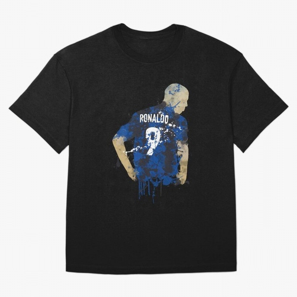 Ronaldo Number 9 Art Oversized T-Shirt Stand Proud for FIFA World Cup 2026 Group Stage Centered on Messi and Cristiano Ronaldo, England, France and Netherlands Energy, Retro Football Energy, Iconic Rivalries, Trophy Chase Drama and Stadium