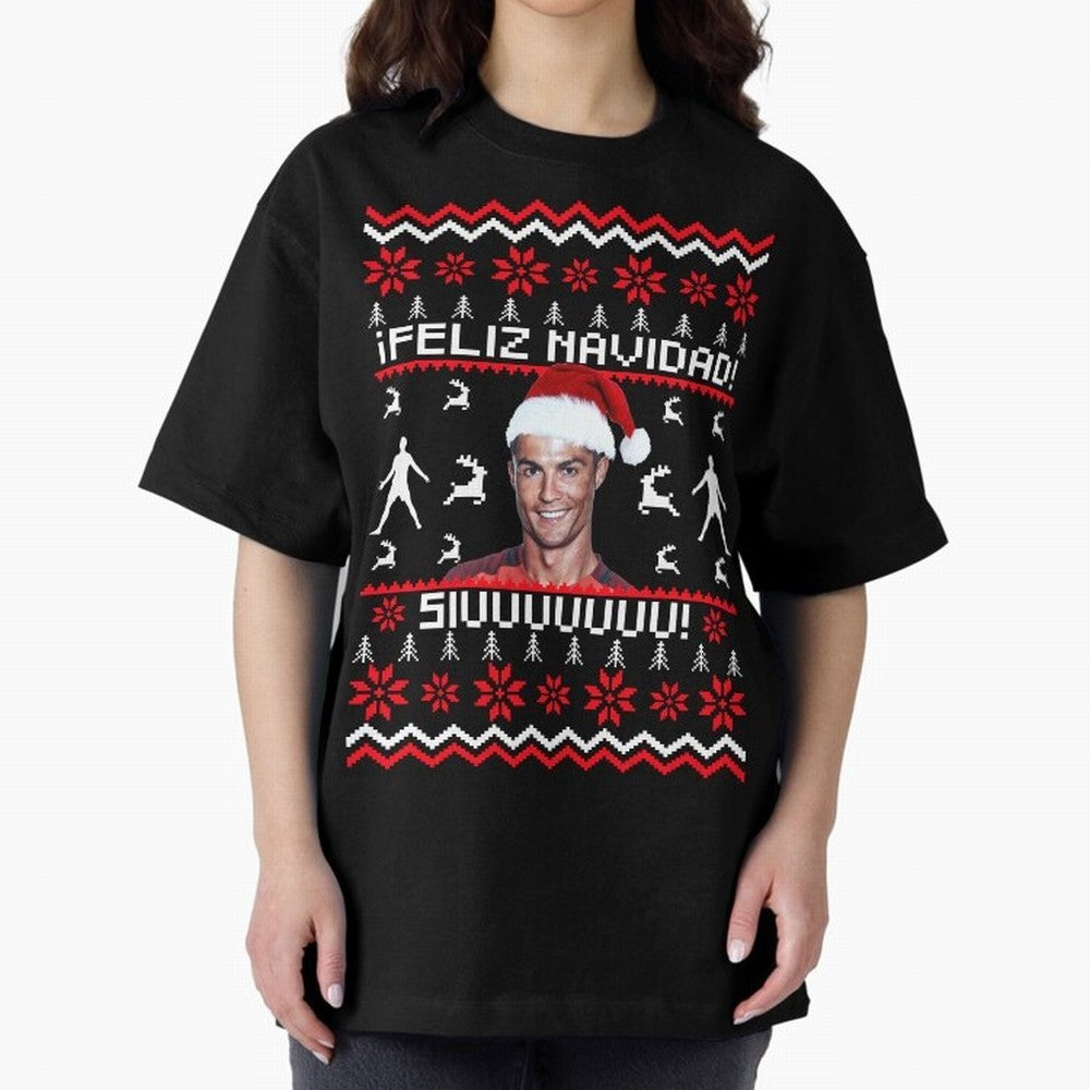Cristiano Ronaldo El Bicho SIUU Ugly Sweater Oversized T-Shirt Celebrate Football Heritage in Global Football Passion for FIFA World Cup 2026 Group Stage, Centered on CR7 and Messi, Argentina, France and Brazil, Football History, Final Match