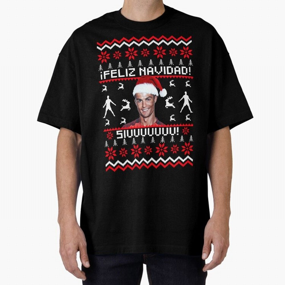 Cristiano Ronaldo El Bicho SIUU Ugly Sweater Oversized T-Shirt Celebrate Football Heritage in Global Football Passion for FIFA World Cup 2026 Group Stage, Centered on CR7 and Messi, Argentina, France and Brazil, Football History, Final Match