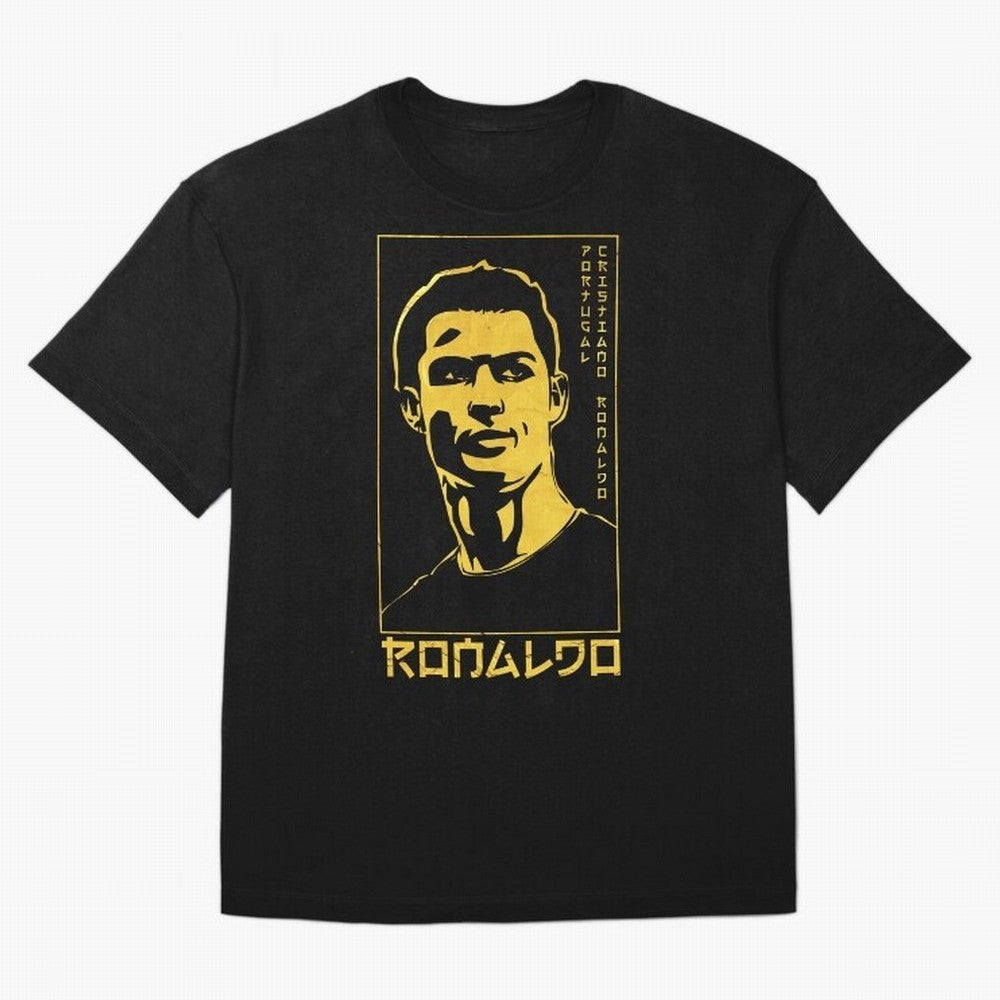 Ronaldo Golden Style Portrait art illustration Oversized T-Shirt Bring Global Tournament Vibes to FIFA World Cup 2026 USA Canada Mexico Connected to Cristiano Ronaldo, Haaland and CR7, France and Portugal Energy, Vintage Soccer Flavor, Modern