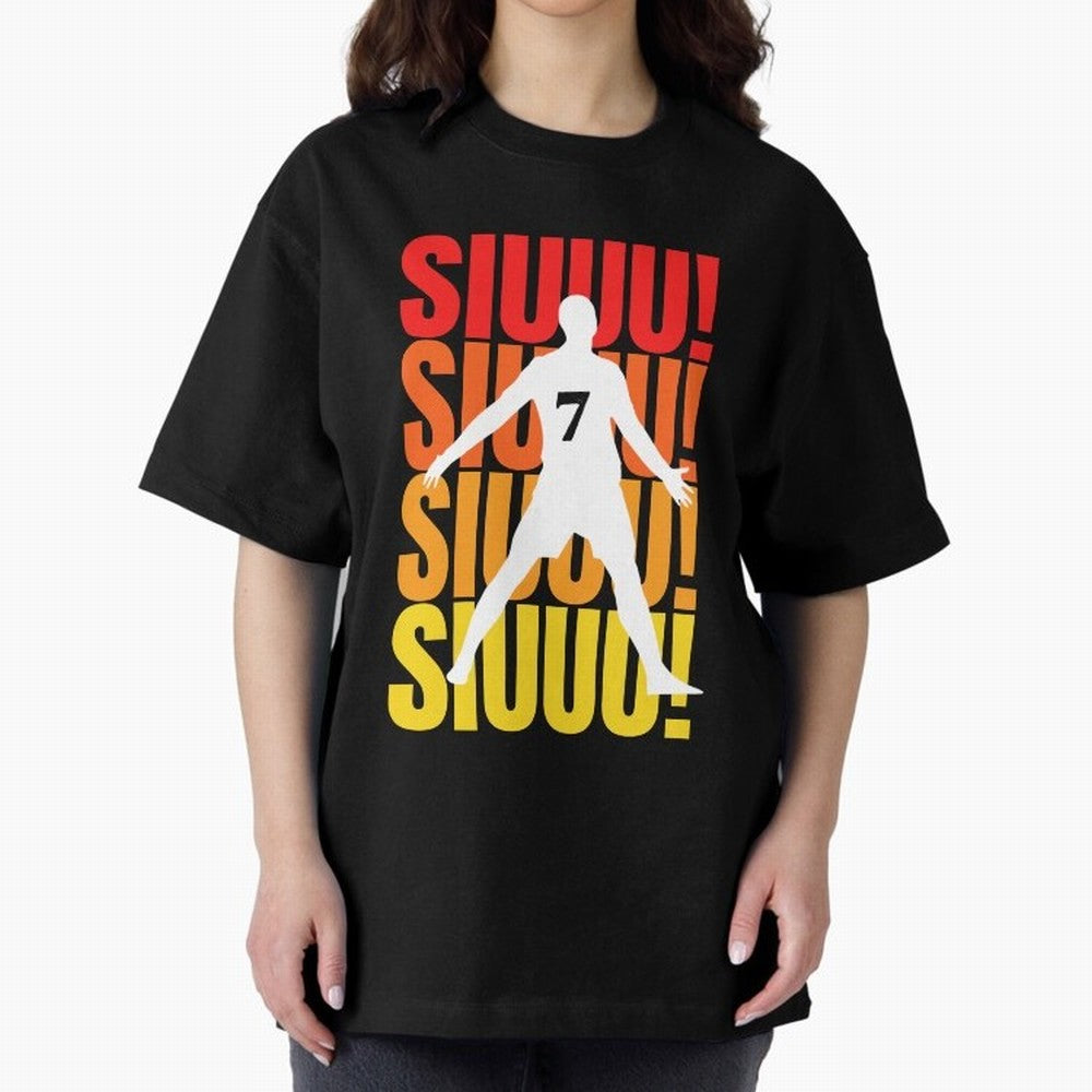 Christiano Ronaldo Siuuu Oversized T-Shirt Celebrate the Road through FIFA World Cup 2026 Filled with Messi, France and Portugal Energy, Football Festival Excitement, Trophy Ambitions, Country Rivalries and Star Player Buzz; Ideal for Football