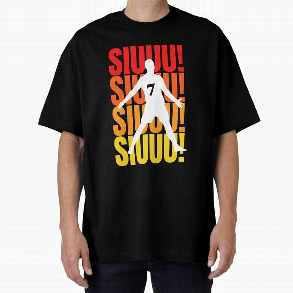Christiano Ronaldo Siuuu Oversized T-Shirt Celebrate the Road through FIFA World Cup 2026 Filled with Messi, France and Portugal Energy, Football Festival Excitement, Trophy Ambitions, Country Rivalries and Star Player Buzz; Ideal for Football