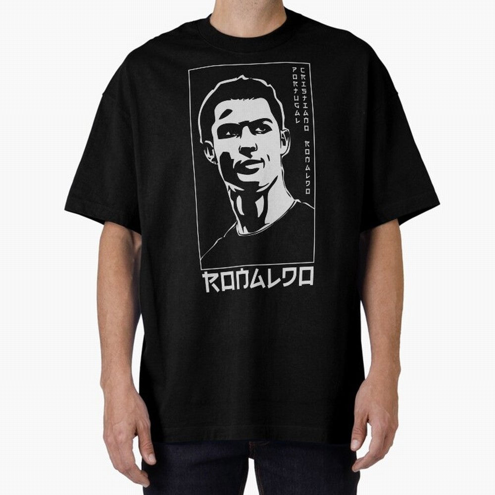 Ronaldo Japanese Style Portrait art illustration Oversized T-Shirt Show Support during Match Day Hype around FIFA World Cup 2026, Haaland and Mbappe, France, Football Passion, Legendary Performances, Festival Vibes and Supporter Community; Perfect
