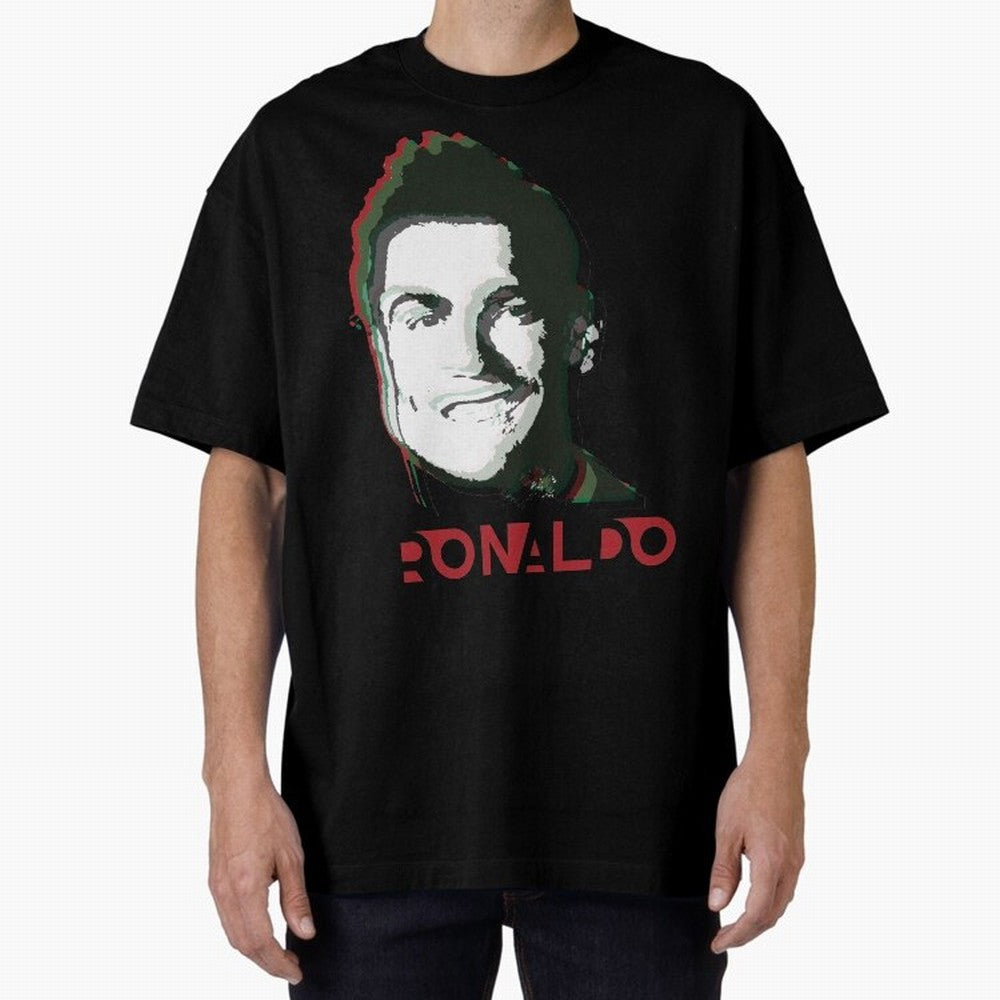 Portugal Football Captain Cristiano Ronaldo 3D Anaglyph Portrait Oversized T-Shirt Celebrate the FIFA World Cup 2026 Journey through Messi, CR7 and Mbappe Highlights, Germany Pride, Supporter Pride, Iconic Celebrations, Legendary Names and Global