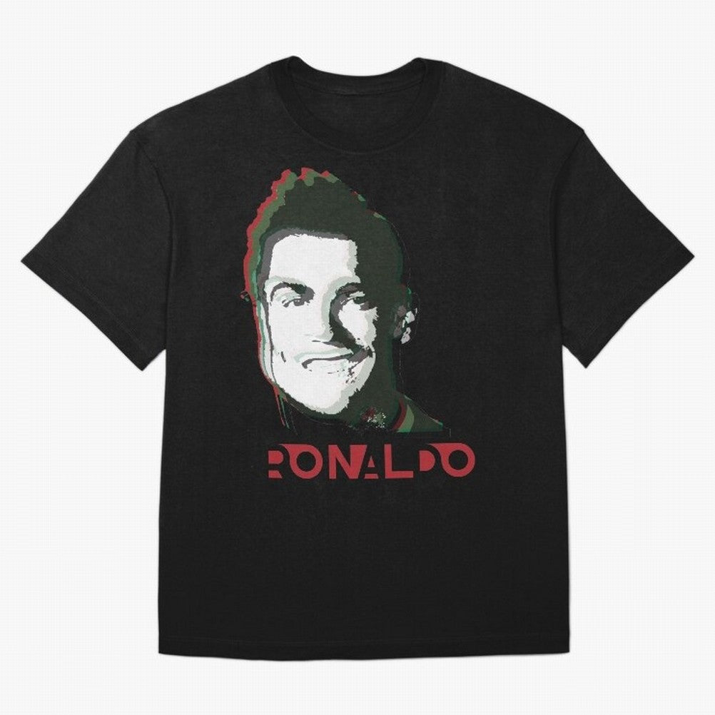 Portugal Football Captain Cristiano Ronaldo 3D Anaglyph Portrait Oversized T-Shirt Celebrate the FIFA World Cup 2026 Journey through Messi, CR7 and Mbappe Highlights, Germany Pride, Supporter Pride, Iconic Celebrations, Legendary Names and Global