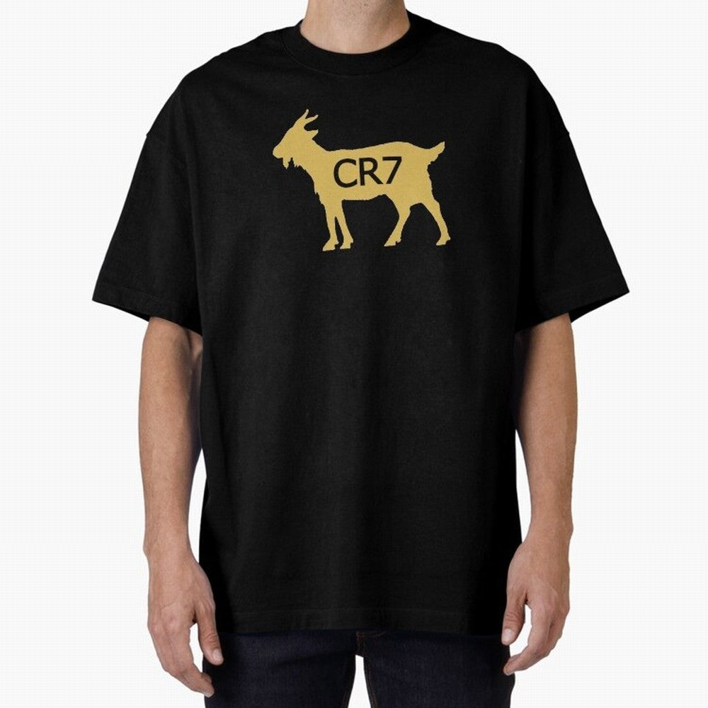 CR7 GOAT Gold Oversized T-Shirt Represent the Passion of Match Day Hype around FIFA World Cup 2026 Group Stage, Messi, France and Portugal, Stadium Chants, National Pride, Trophy Dreams and Unforgettable Football Memories; Perfect for Supporters