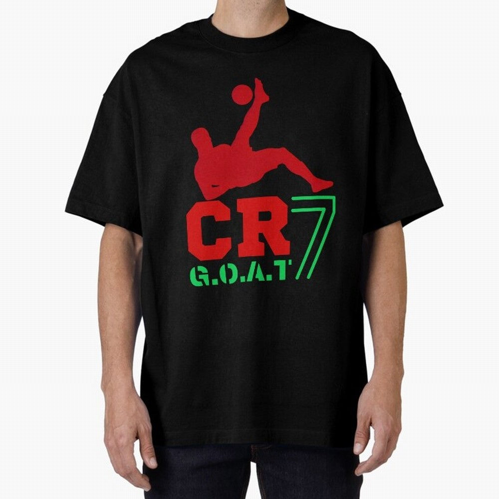 CR7 G.O.A.T Oversized T-Shirt Spotlight Match Day Hype around FIFA World Cup 2026 Group Stage, CR7 and Messi, Portugal, Spain and Germany, Goal Celebration Energy, Supporter Heritage, Football Icons and Worldwide Tournament Joy; Perfect for