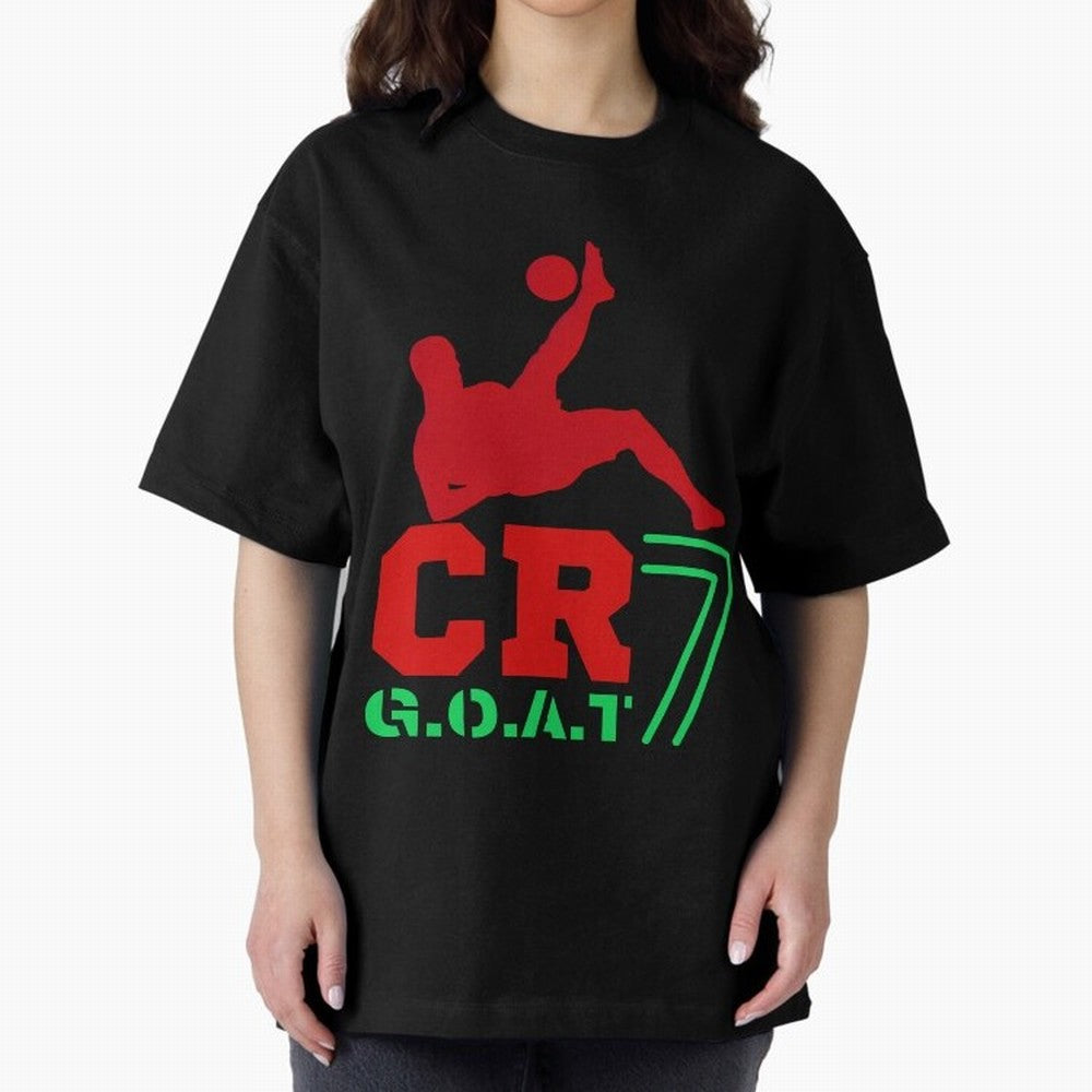 CR7 G.O.A.T Oversized T-Shirt Spotlight Match Day Hype around FIFA World Cup 2026 Group Stage, CR7 and Messi, Portugal, Spain and Germany, Goal Celebration Energy, Supporter Heritage, Football Icons and Worldwide Tournament Joy; Perfect for