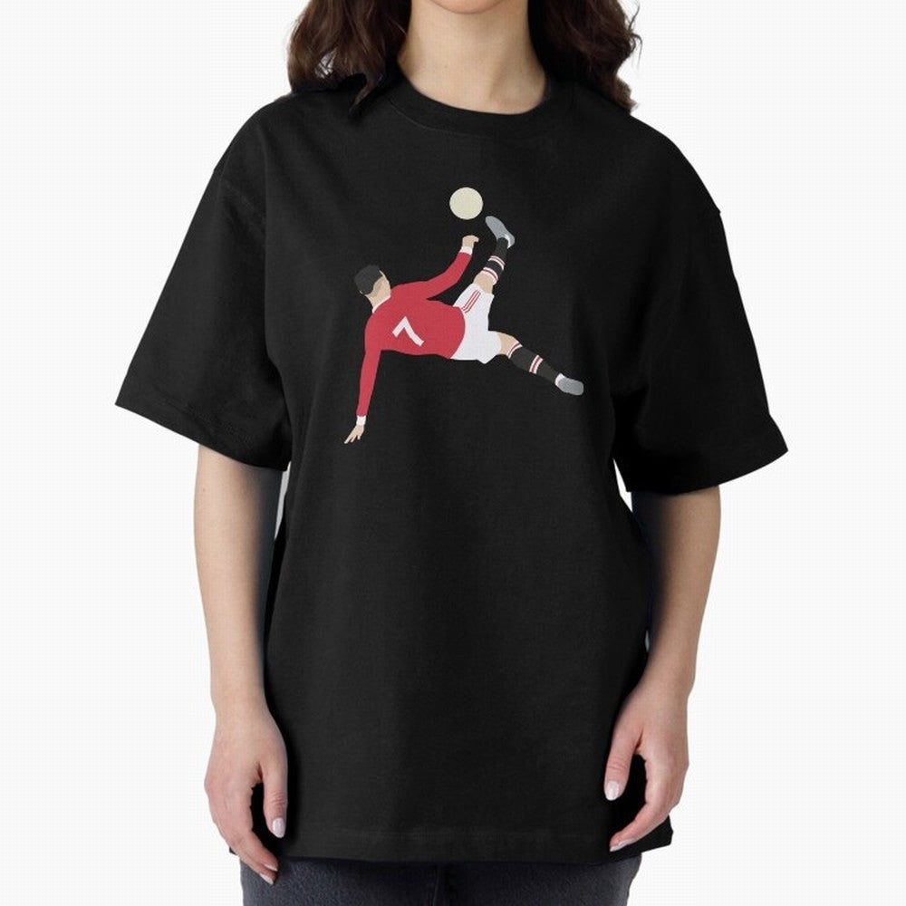 Cristiano Ronaldo Bicycle Kick MUFC Oversized T-Shirt Back the Journey through Match Day Hype around FIFA World Cup 2026 USA Canada Mexico, CR7, Brazil, Stadium Chants, National Pride, Trophy Dreams and Unforgettable Football Memories; Perfect for