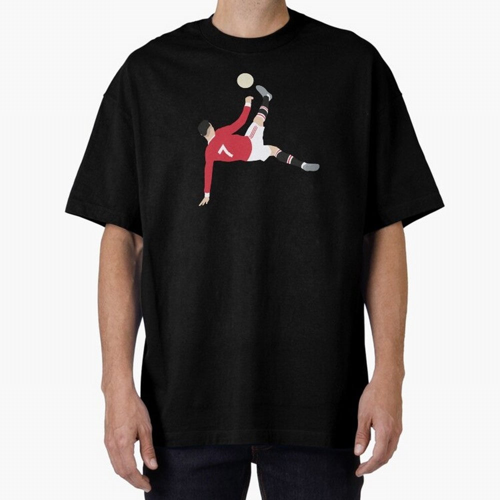Cristiano Ronaldo Bicycle Kick MUFC Oversized T-Shirt Back the Journey through Match Day Hype around FIFA World Cup 2026 USA Canada Mexico, CR7, Brazil, Stadium Chants, National Pride, Trophy Dreams and Unforgettable Football Memories; Perfect for