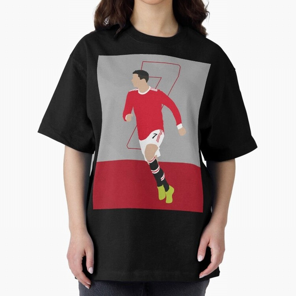 Cristiano Ronaldo 2021/22 Illustration Oversized T-Shirt Bring a Vintage Feel to FIFA World Cup 2026 USA Canada Mexico for Fans of CR7 and Messi and Argentina, Bringing Goal Celebration Energy, Supporter Heritage, Football Icons and Worldwide