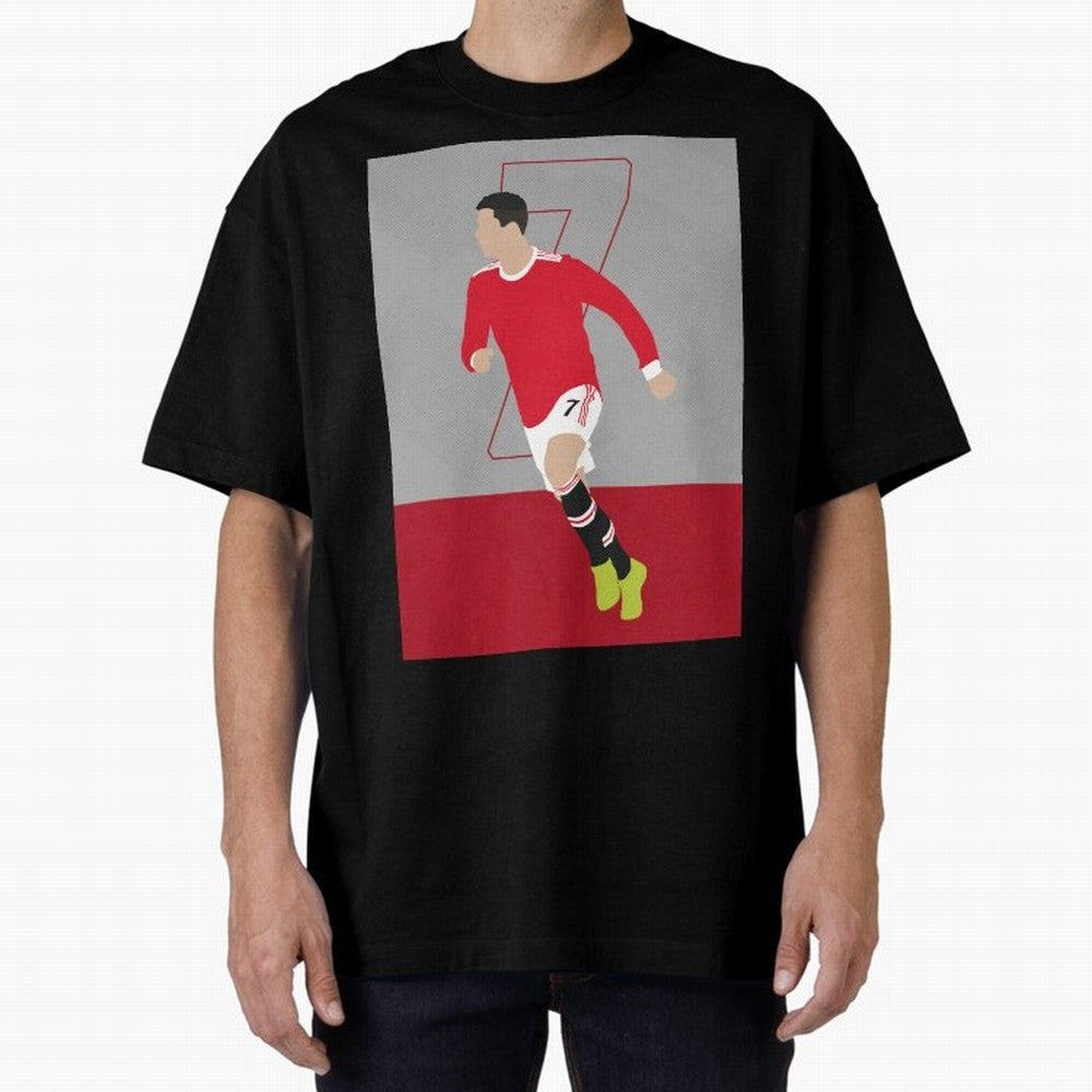 Cristiano Ronaldo 2021/22 Illustration Oversized T-Shirt Bring a Vintage Feel to FIFA World Cup 2026 USA Canada Mexico for Fans of CR7 and Messi and Argentina, Bringing Goal Celebration Energy, Supporter Heritage, Football Icons and Worldwide