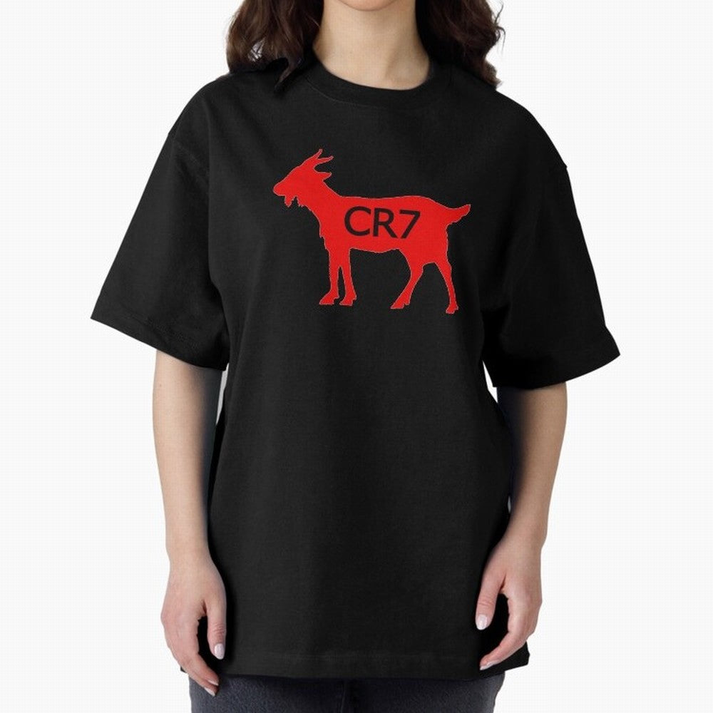 CR7 GOAT Red Oversized T-Shirt Follow Global Football Passion for FIFA World Cup 2026, Made for CR7 and Messi, England and Germany, Tournament Hype, Historic Matchups, Family Viewing Parties and Global Sports Pride; Great for Watch Parties, Sports