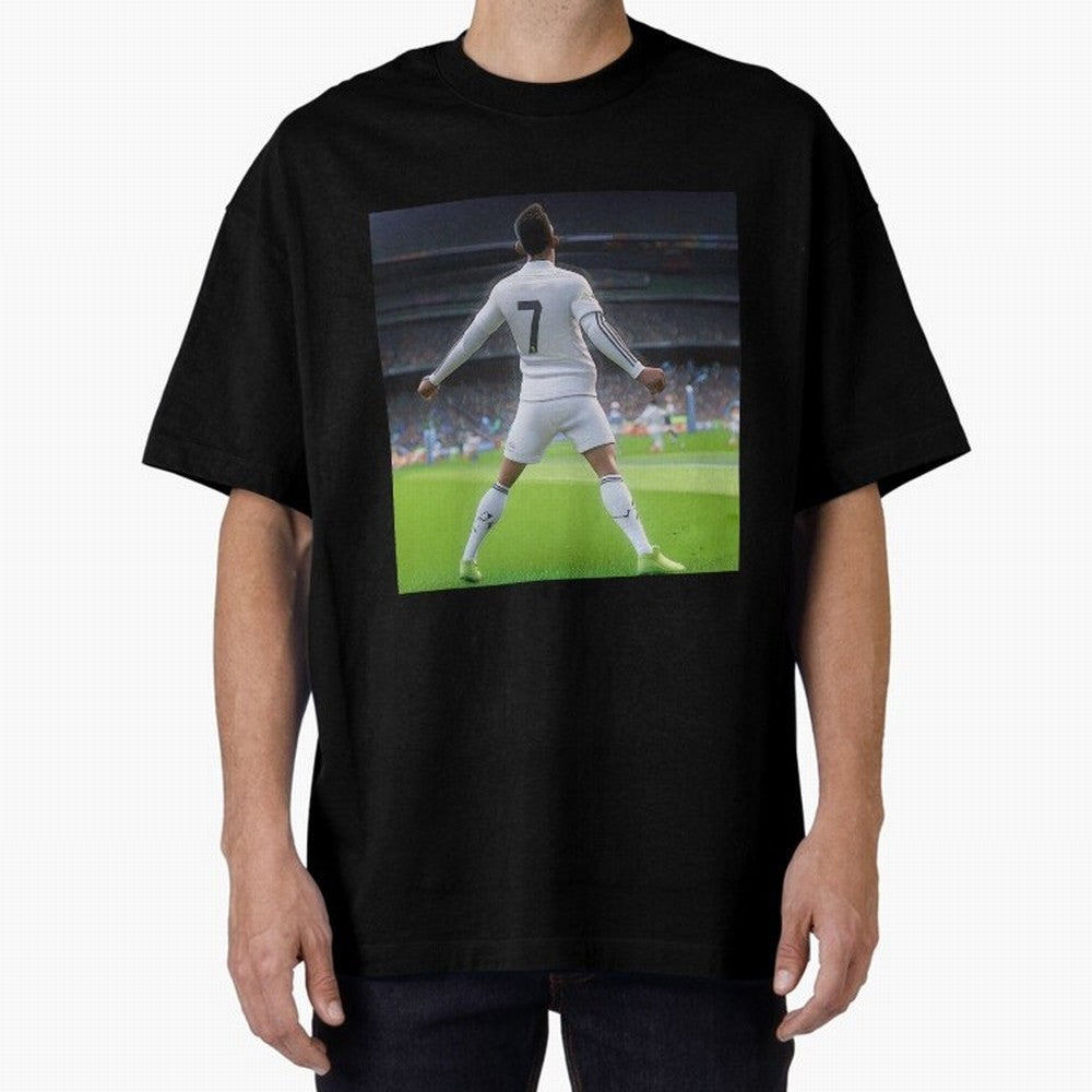 Ronaldo caricature Oversized T-Shirt Back Your Heroes with FIFA World Cup 2026 Group Stage Highlighting Messi, CR7 and Mbappe, England Energy, Supporter Pride, Iconic Celebrations, Legendary Names and Global Match Day Energy; Ideal for Fans Who