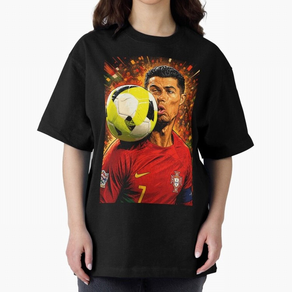 Legendary shot Oversized T-Shirt Fuel the Hype around FIFA World Cup 2026 Group Stage Spirit, with England, France and Netherlands, Cristiano Ronaldo, Goal Celebration Energy, Supporter Heritage, Football Icons and Worldwide Tournament Joy; Created