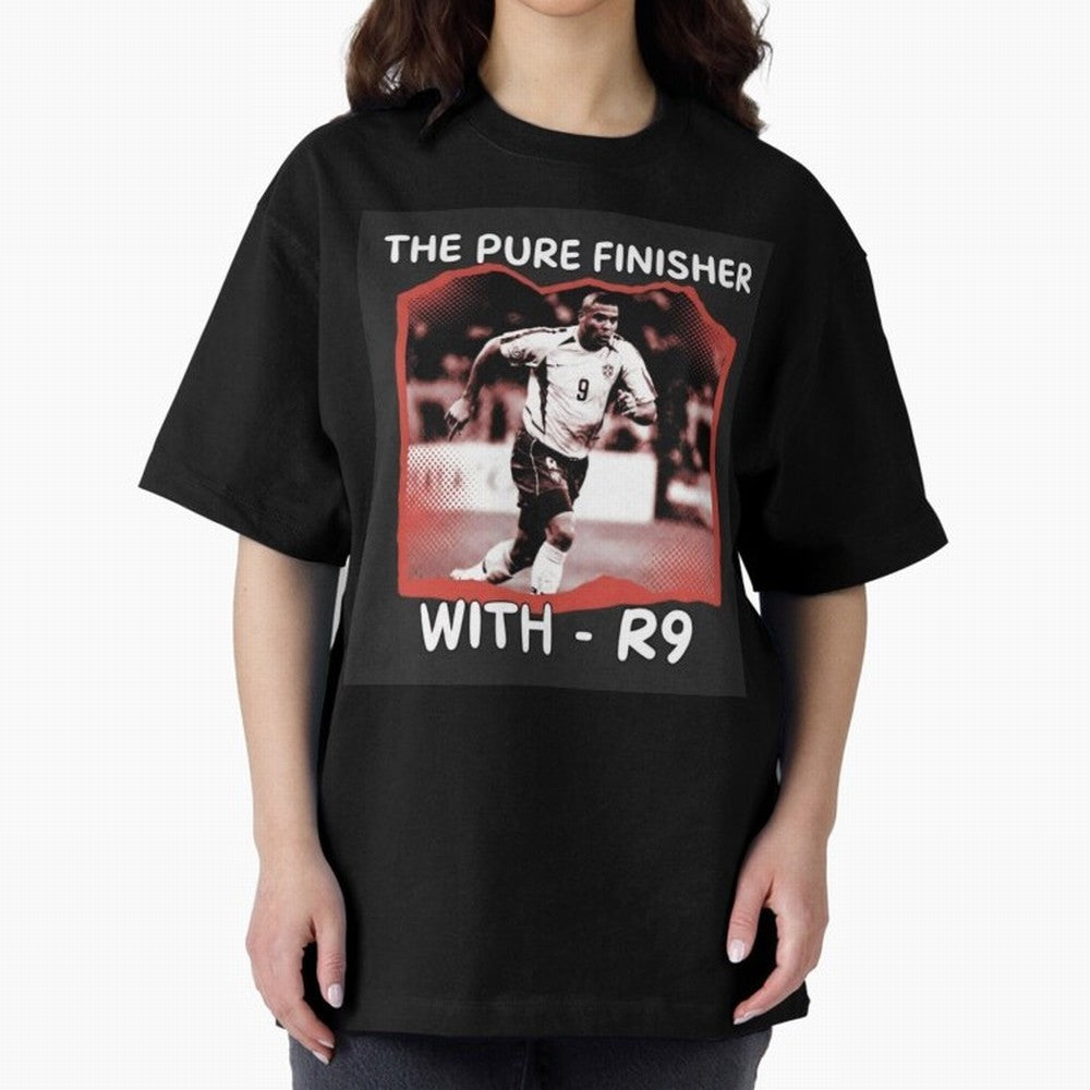 Ronaldo R9 The Pure Finisher Vintage Oversized T-Shirt Upgrade Global Football Passion for FIFA World Cup 2026 USA Canada Mexico, Highlighting Cristiano Ronaldo, Haaland and CR7, England, France and Netherlands, Supporter Pride, Iconic