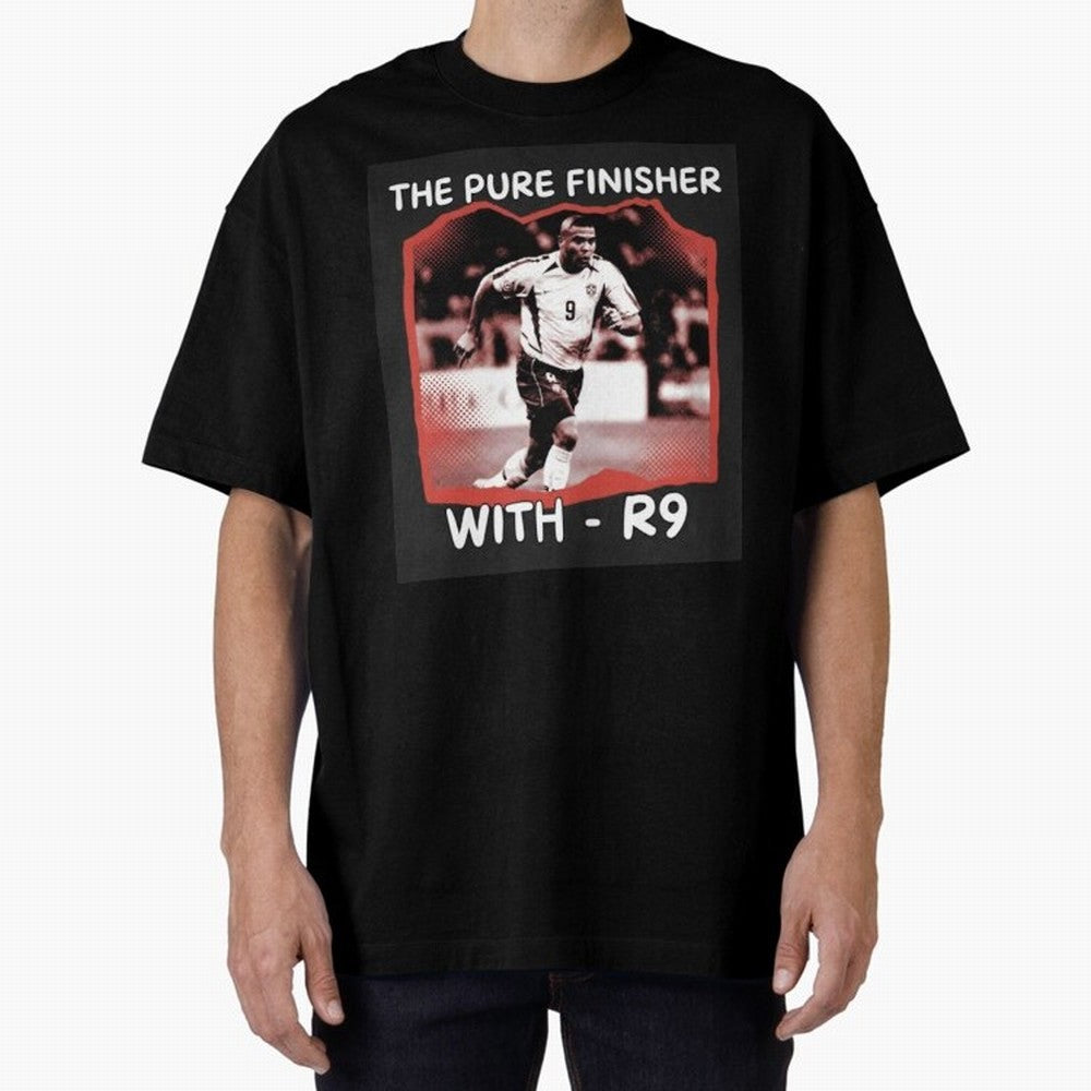 Ronaldo R9 The Pure Finisher Vintage Oversized T-Shirt Upgrade Global Football Passion for FIFA World Cup 2026 USA Canada Mexico, Highlighting Cristiano Ronaldo, Haaland and CR7, England, France and Netherlands, Supporter Pride, Iconic