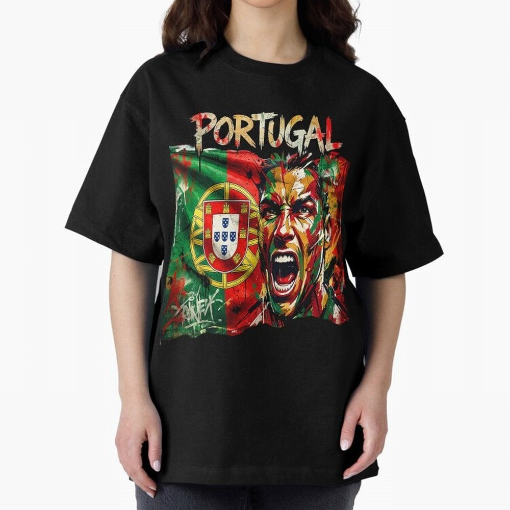 PORTUGAL FOOTBALL TEAM Oversized T-Shirt Back the Journey through Match Day Hype around FIFA World Cup 2026, Messi, Neymar and Mbappe, France and Portugal, Football Passion, Legendary Performances, Festival Vibes and Supporter Community; Perfect