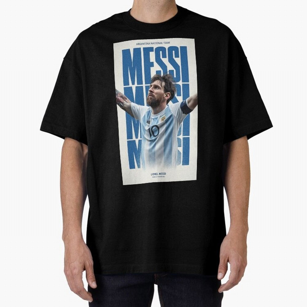 Messi Champion Graphic Oversized T-Shirt Showcase the FIFA World Cup 2026 Group Stage Journey through Cristiano Ronaldo Highlights, England Pride, Soccer Culture, Superstar Moments, National Team Dreams and Competitive Fire; Ideal for Football
