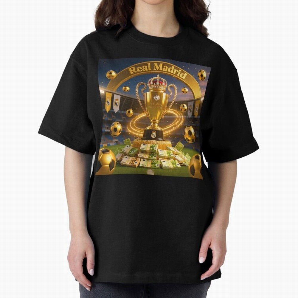 The Wealth of Real Madrid Oversized T-Shirt Stand with FIFA World Cup 2026 USA Canada Mexico Driven by Mbappe, England and Germany Energy, Worldwide Fan Energy, Dramatic Goals, Stadium Lights and Championship Celebrations; Great for Supporters Who