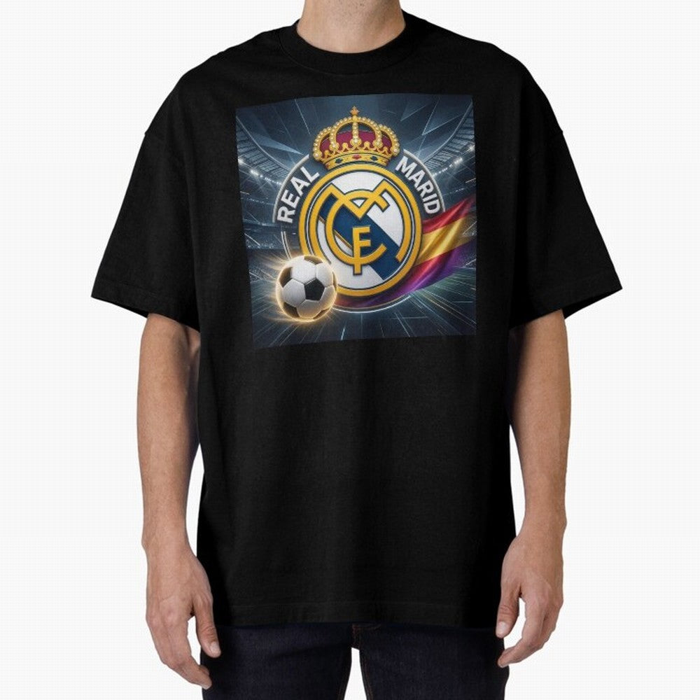 Real Madrid's ball Oversized T-Shirt Show Passion for the Stars of FIFA World Cup 2026 Group Stage Driven by Messi, Portugal, Spain and Germany Energy, Classic Soccer Heritage, Championship Pressure, Fan Loyalty and International Pride; Ideal for