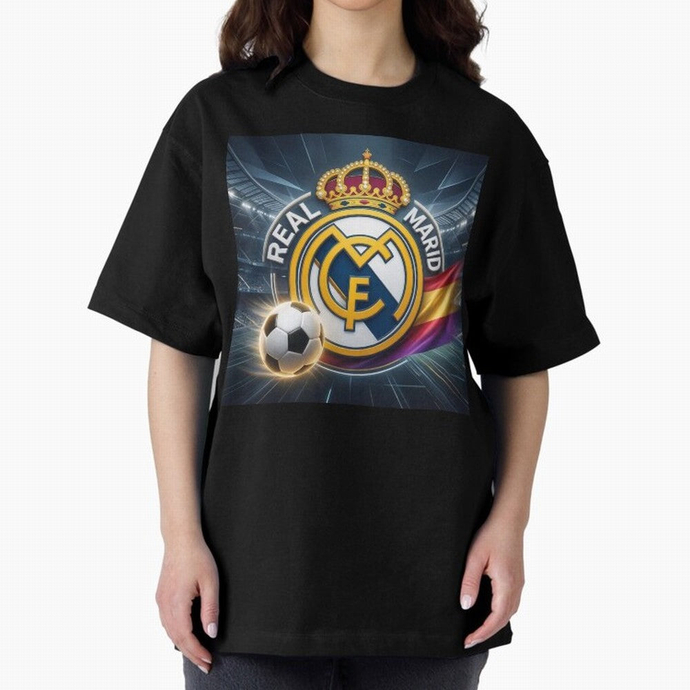 Real Madrid's ball Oversized T-Shirt Show Passion for the Stars of FIFA World Cup 2026 Group Stage Driven by Messi, Portugal, Spain and Germany Energy, Classic Soccer Heritage, Championship Pressure, Fan Loyalty and International Pride; Ideal for