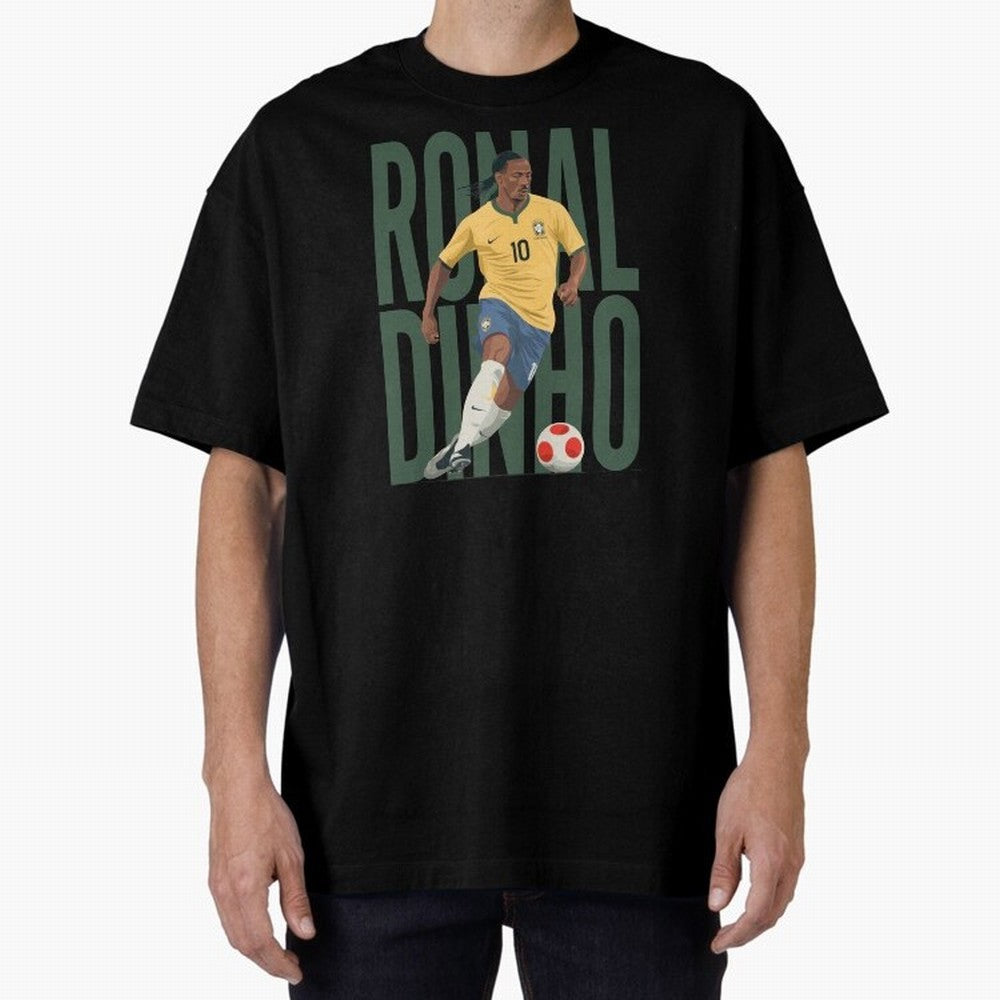 Ronaldinho Gaucho in action Minimalist Graphic Oversized T-Shirt Make Game Day About FIFA World Cup 2026 Spirit, Connected to Argentina and Brazil, Messi, Champion Mindset, Group Stage Buzz, Knockout Tension and Passionate Fan Culture; Ideal for