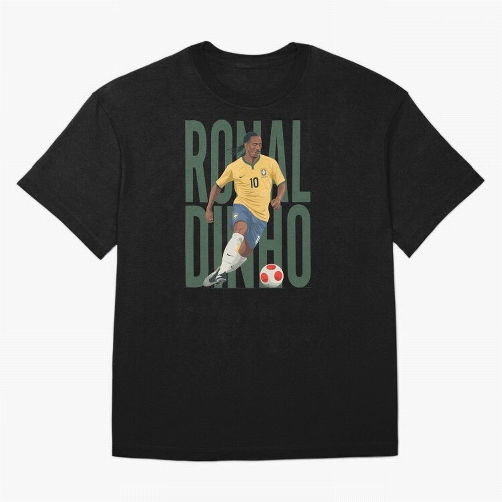 Ronaldinho Gaucho in action Minimalist Graphic Oversized T-Shirt Make Game Day About FIFA World Cup 2026 Spirit, Connected to Argentina and Brazil, Messi, Champion Mindset, Group Stage Buzz, Knockout Tension and Passionate Fan Culture; Ideal for