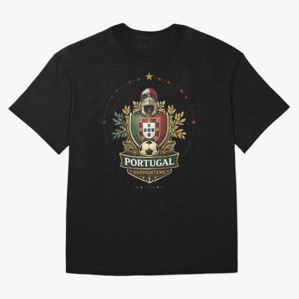 Portugal 2026 Football Crest ¨C Portuguese Soccer Supporters Pride Design Oversized T-Shirt Show Passion for the Stars of Global Football Passion for FIFA World Cup 2026, Capturing Messi, Argentina and Brazil, Game Day Rituals, Football Legends,