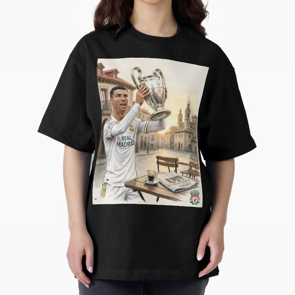 Madrid Oversized T-Shirt Experience the FIFA World Cup 2026 Group Stage Journey through Mbappe and Neymar Highlights, England Pride, Worldwide Fan Energy, Dramatic Goals, Stadium Lights and Championship Celebrations; Ideal for Passionate Fans Who