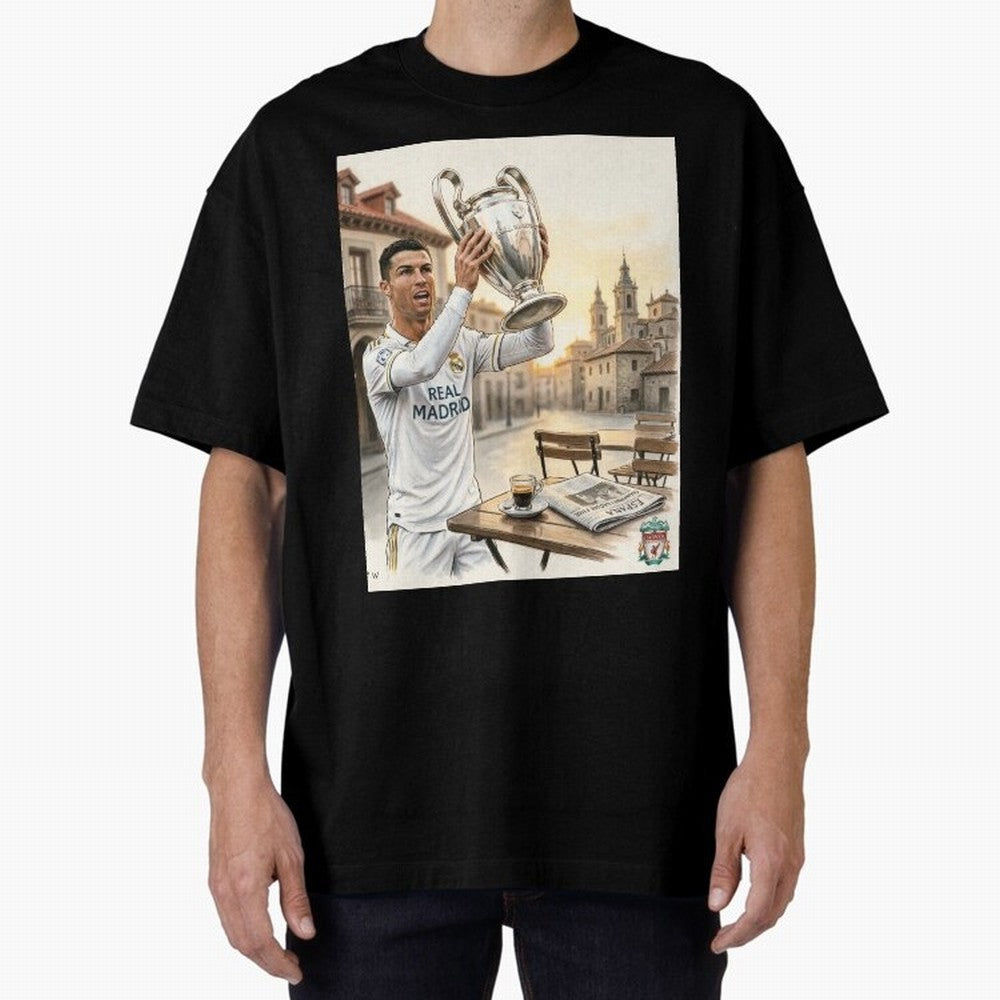 Madrid Oversized T-Shirt Experience the FIFA World Cup 2026 Group Stage Journey through Mbappe and Neymar Highlights, England Pride, Worldwide Fan Energy, Dramatic Goals, Stadium Lights and Championship Celebrations; Ideal for Passionate Fans Who