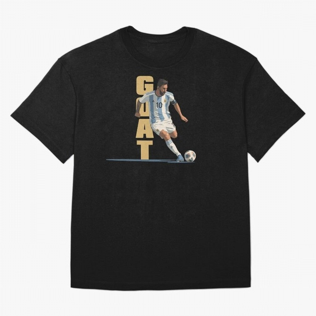 Messi in action GOAT Minimalist Graphic Oversized T-Shirt Honor the Beautiful Game during Global Football Passion for FIFA World Cup 2026, Filled with CR7 and Messi, Brazil, Portugal and Argentina, Championship Spirit, Famous Goals, Roaring Crowds