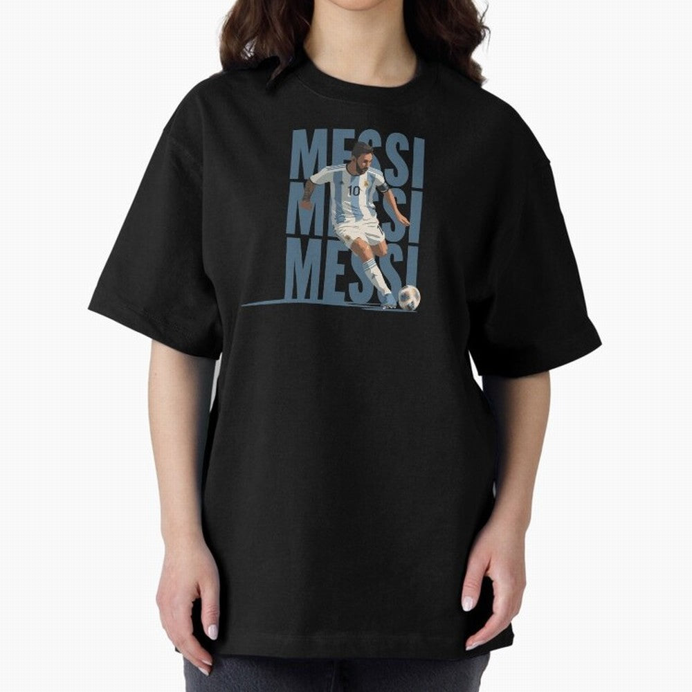 Messi in action Minimalist Graphic Oversized T-Shirt Make Every Kick Count in FIFA World Cup 2026 Group Stage Spirit, Featuring France, Neymar, Stadium Memories, Football Loyalty, International Chants and Championship Tradition; Ideal for Fans Who