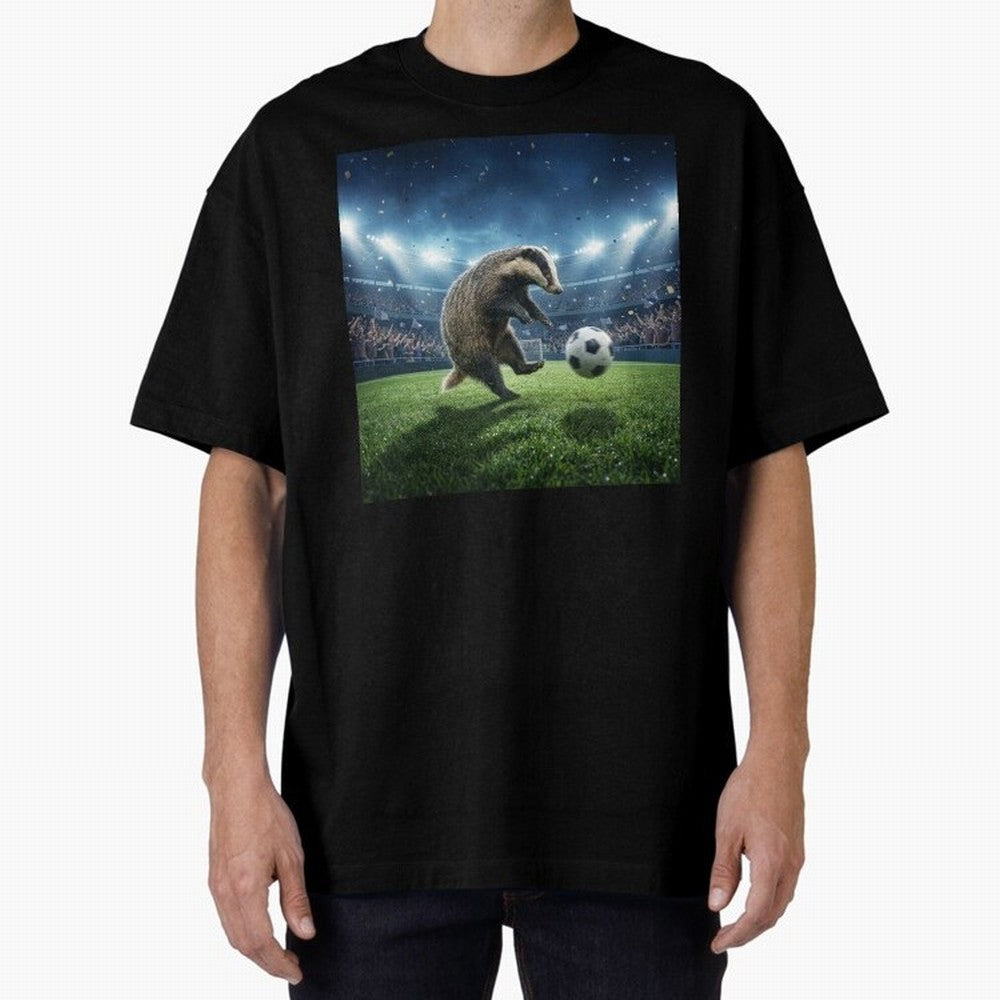 Dynamic Badger Plays Soccer Like Ronaldo Oversized T-Shirt Capture Stadium Memories from FIFA World Cup 2026 USA Canada Mexico Made for Cristiano Ronaldo, Haaland and CR7, Netherlands Energy, Soccer Culture, Superstar Moments, National Team Dreams