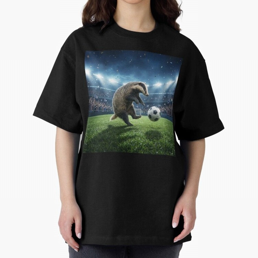 Dynamic Badger Plays Soccer Like Ronaldo Oversized T-Shirt Capture Stadium Memories from FIFA World Cup 2026 USA Canada Mexico Made for Cristiano Ronaldo, Haaland and CR7, Netherlands Energy, Soccer Culture, Superstar Moments, National Team Dreams